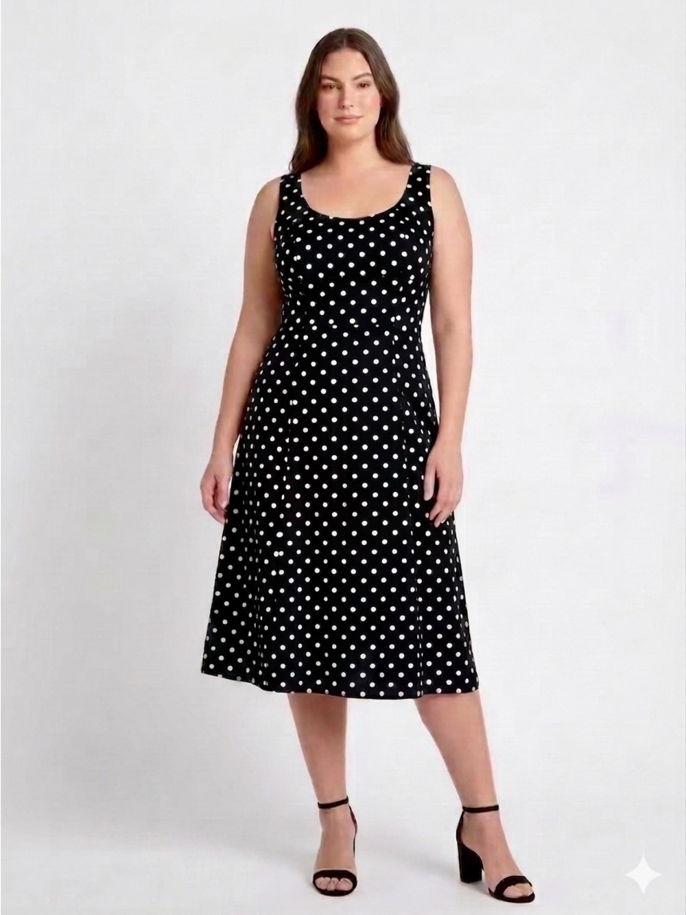 Chadwicks of Boston Polka Dot Dress Black White 18T NWOT Linen Blend